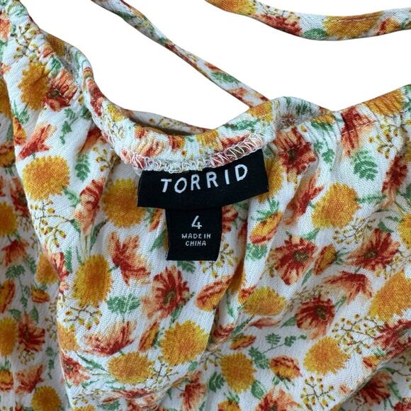 Torrid washable crinkle gauze criss cross back top floral print women’s sz 4x - Picture 10 of 15